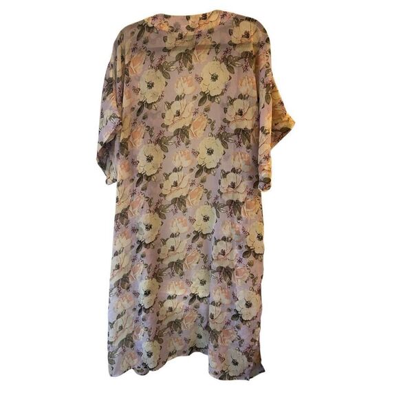 Steve Madden Floral Long Duster Kimono Lilac One Size Festival Coachella Boho Co - Picture 2 of 10